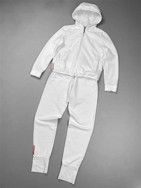 prada track suits|Prada white tracksuit.